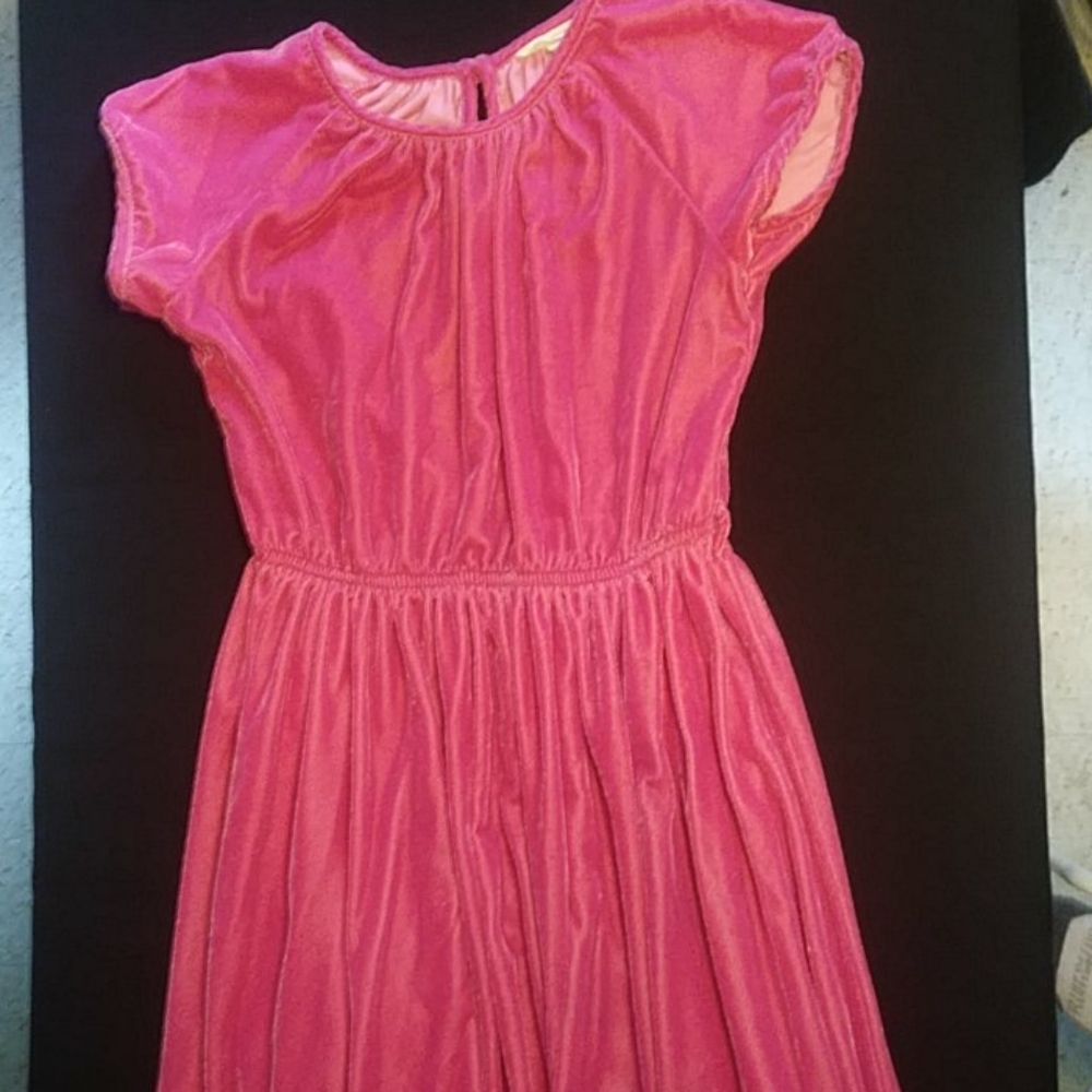 Pink velveteen lands end girls twirl dress size 10